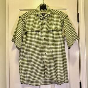 Drake FeatherLite Plaid Wingshooter Short Sleeve Shirt Small Quick-Dry Back Vent